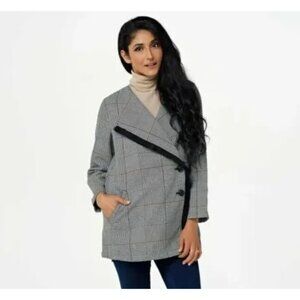 Laurie Felt Zoe Plaid Wrap Coat Black Plaid Medium A388895